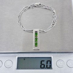 Green Triple Diopside Pendant | Sterling Silver 925 Necklace 16”-18” Gift