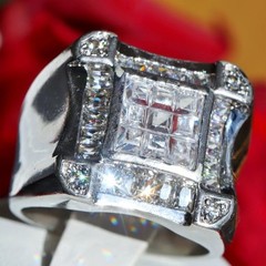 925 sterling silver size 11.25 ring 3.50ct cubic zirconia invisible set 17.90gr