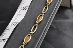 Vintage WRE 1/20 12K GF Tiger Eye Bracelet 1950s Gold Filled 7” Bezel Set Stones