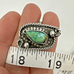 Vintage Navajo Old Pawn Style Sterling Silver Turquoise Ring Lasso Unique Sz. ~8