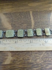 Antique Art Deco Gold Filled Gold Sparkle Glass Panels Bracelet 7 Inches