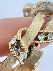 CROWN TRIFARI VINTAGE GOLDTONE RHINESTONE WOVEN 15” NECKLACE AS IS K836D