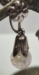 Vintage Sterling Silver Floating Opal Chip Earrings Signed Opalite Dangle Bridal