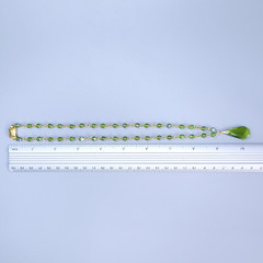 Necklace 18” Green Glass Czech Vintage Beads Women`s Jewelry Art Deco Style