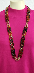PREMIER DESIGN women necklace acrylic and metal links brown leopard 40” long