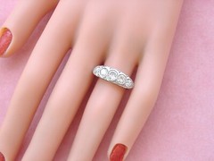 ANTIQUE ART DECO 1.35 ctw OLD DIAMOND PLATINUM 5-STONE COCKTAIL RING 1930 sz 5.5