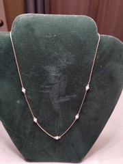 Vintage 1/20 14K Gold Filled Floating Pearl Station Necklace 2g Tin Cup Chain