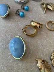 Costume Jewelry Vintage Clip On Earrings Stones Gold & Silver Tone 14 Pairs