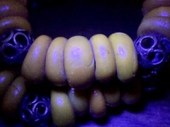 Antique Ethnic Butterscotch Egg Yolk Flat Nugget Scroll Bead Necklace Morocco