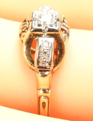 Antique 1920’s Diamond Faith Engagement 14K Two Tone Ring Size 6 UK-L1/2 Deco