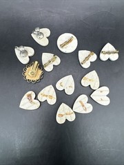 Vtg Miniature Ceramic Tile Lot Cats Hand Painted Brooch Squirrel Kitten Craft