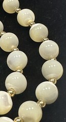 VTG Art Deco Opaline Opalite Opalescent Glass Bead Necklace 29” White