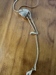 Avon Signed Sea Swirls Sea Shell Sliding Lariat Gold Tone Necklace ~ 30 inches