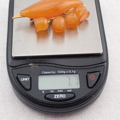 Vtg Russian Carved Amber Lily Of The Valley Pin Brooch Signed 3RK Weighs 7.7 gr