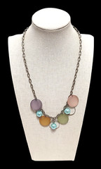 VTG Classic Dragonfly Colors Long Flat Beaded Everyday Statement Necklace 19″