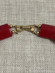 Vintage Red Acrylic Lucite Plastic Choker Collar Red Chevron Gold Necklace Fold