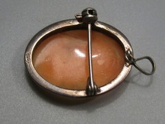 Antique 800 Silver Shell Cameo Brooch/Pendant 4.2 grams 27×21 mm. #39
