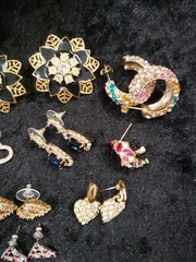 RHINESTONE Mixed Vintage Multi-Color Pierced Earrings LOT/10