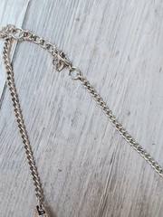 Vintage Egyptian Revival Style Silvertone Bib Necklace w/ white moonstone