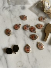 12 VTG Guilloche Enamel 12x10mm Charms