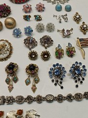 Vintage Rhinestone & Other Jewelry Lot Bracelets, Earring, Necklaces Etc.