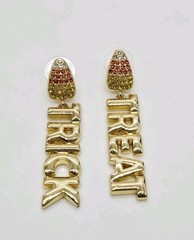 Candy Corn Trick Treat Earrings Crystal Gold tone Sugarfix by Baublebar 2.25 in