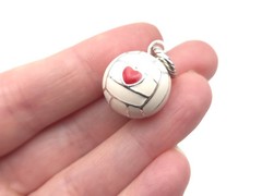 Brighton Volleyball with Red Heart Enamel Sports Love Charm Pendant