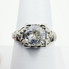 Antique 18k White Gold 0.65ct BELAIS Old European Cut Diamond Engagement Ring