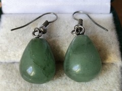 RARE Elegant Nephritis stone Vintage Jewelry Earrings