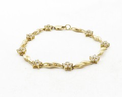 ROSS SIMON 925 Silver Cubic Zirconia Floral Gold Plated Chain Bracelet BT4860