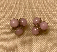 Vintage VOGUE JLRY Pink Lucite Earrings Clip On Retro Signed