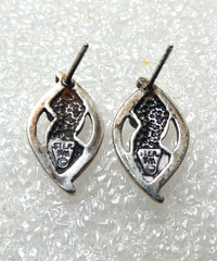 Vintage WM Wheeler Sterling Silver Grape Leaf Stud Earrings