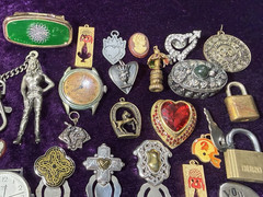 Vtg to Now Junk Drawer Costume Jewelry Lot Watch Padlock Brooch Pendant Estate