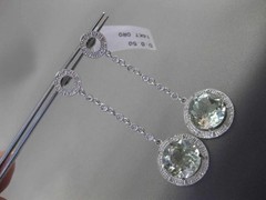 ANTIQUE LARGE 5.30CT DIAMOND & AAA AMETHYST 14K WHITE GOLD HALO HANGING EARRINGS
