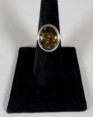 PZ Poland Baltic Amber 925 Ring Size 7 Beautiful Estate Piece Yellow Brown