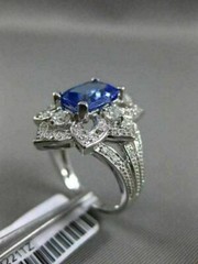 LARGE 2.46CT DIAMOND & AAA CUSHION CUT TANZANITE 14KT WHITE GOLD ENGAGEMENT RING