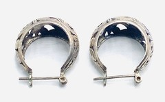 Vintage Jez Jezlaine Sterling Silver Scroll Hoop Earrings Y2