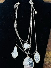 Juicy Couture Triple Chain Gold Tone Necklace Mirrored Charms 18”