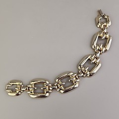 Vintage Chain Bracelet 21mm Glossy Gold Tone 7.25″