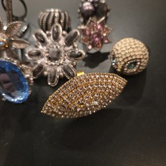 14pc Mixed Lot Vintage Style Rings & Stones, Gold & Silver Tone