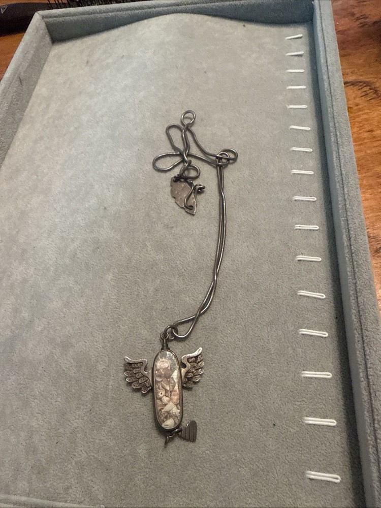 THOMAS MANN Techno Romantic Mixed Metals Winged Shadowbox Pendant Chain Necklace