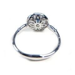 Floral Vintage Lab Created Sapphire Diamond Art Deco Engagement 14K Gold FN Ring