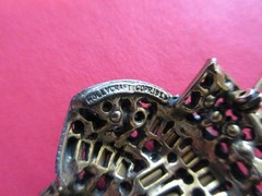 vintage signed HOLLYCRAFT 1955 BLUE RHINESTONE BOW BROOCH PIN baguettes