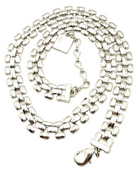 Vintage Anne Klein Silver Tone Panther Link Choker Necklace Tank Track 18″ AK