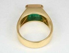 Art Deco Vintage 3.20 Ct Natural Emerald Men’s Wedding Ring 14K Yellow Gold Over