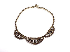 Vintage Weiss Choker Necklace Silver-tone Smoky Gray Rhinestones 14.5″ Hook
