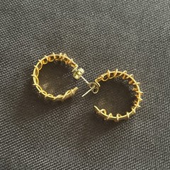 Vtg Gold Tone Hoop Earrings Wire Wrapped Pierced 1” Chunky Statement