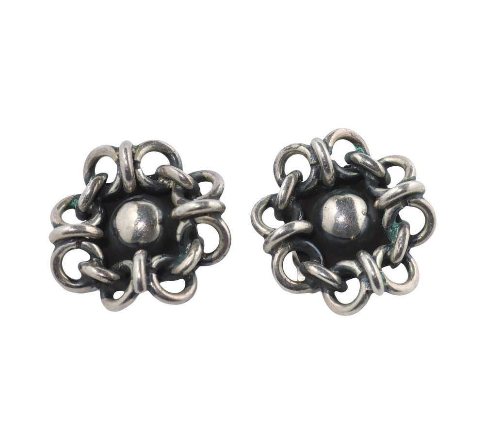 CHARMING VINTAGE EMILIA LOS CASTILLO MEXICAN STERLING SILVER EARRINGS – RARE
