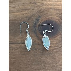 Sterling Silver Prehnite Necklace & Earrings Set 18” Snake Chain