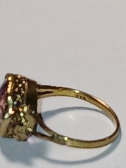 Antique Vintage 14K Gold Amethyst Ring size 6 2.7g English Hallmark AS IS